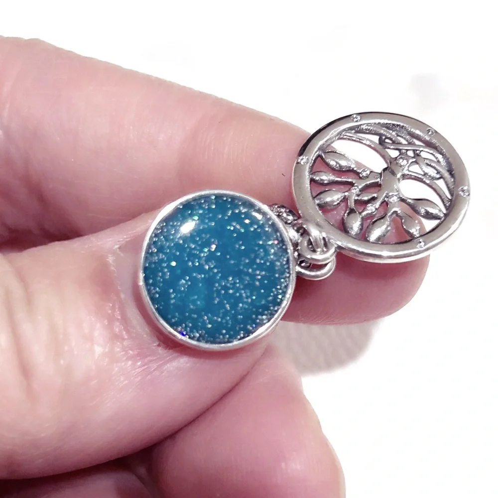 PANDORA Glow-in-the-dark Infinity Tree Double Dangle Charm w/box - Picture 2 of 8
